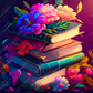 Neon Floral Bookstack- Clear Cast Decal