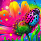 Neon Flower And Bug- Clear Cast Decal