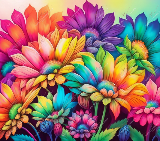 Neon Flowers- Ready To Press Sublimation Transfer Print Sublimation