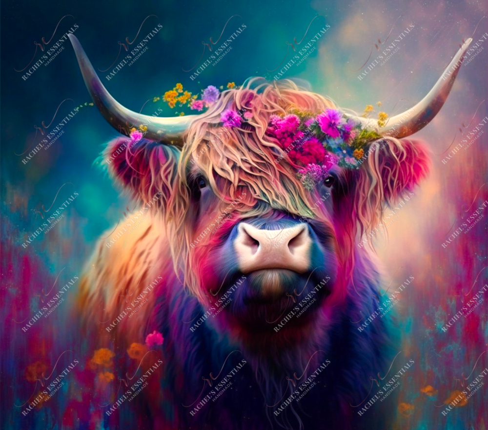 Neon Highland Cow- Clear Cast Decal