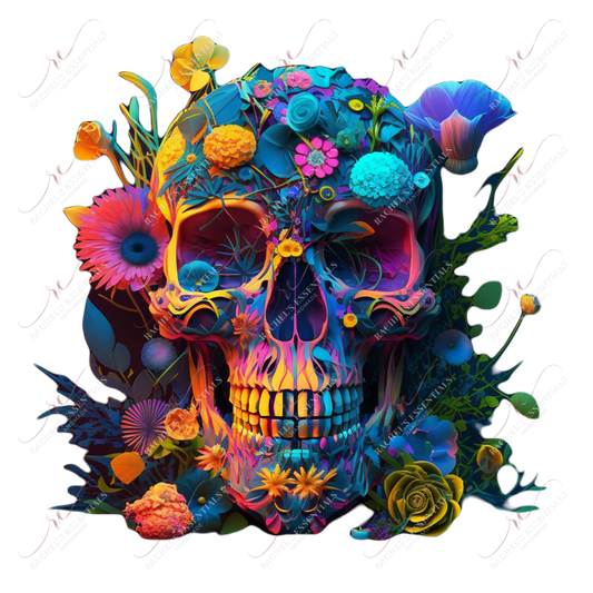 Neon Skull- Ready To Press Sublimation Transfer Print Sublimation