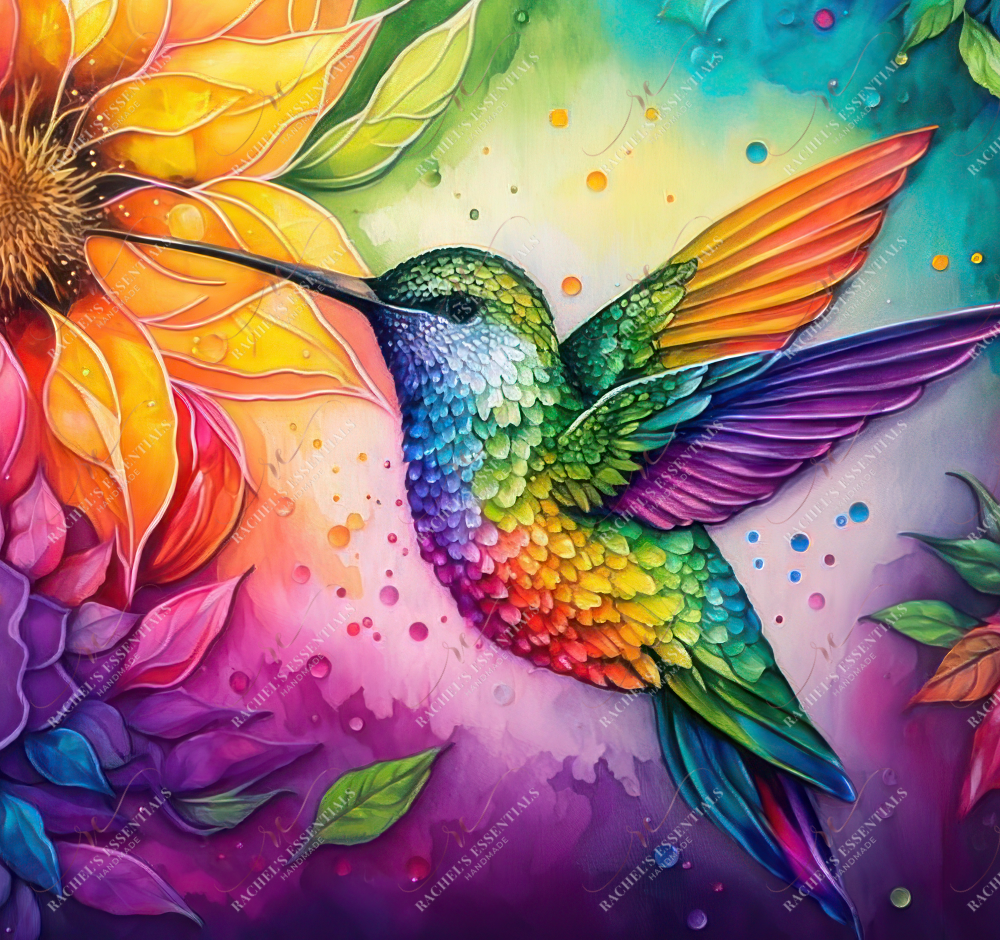 Neon Sunflower And Hummingbird- Vinyl Wrap Vinyl