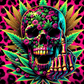 Neon Weed Skull - Ready To Press Sublimation Transfer Print Sublimation