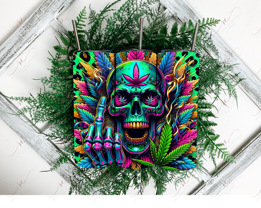 Neon Weed Skull - Vinyl Wrap Vinyl