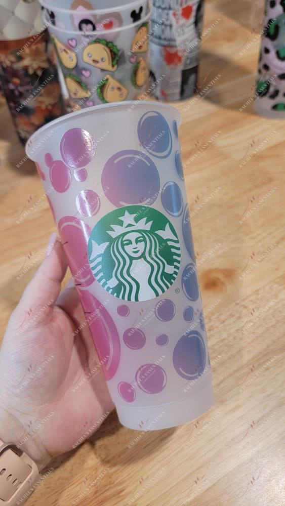 Ombre Bubbles On Clear Cold Cup Logo