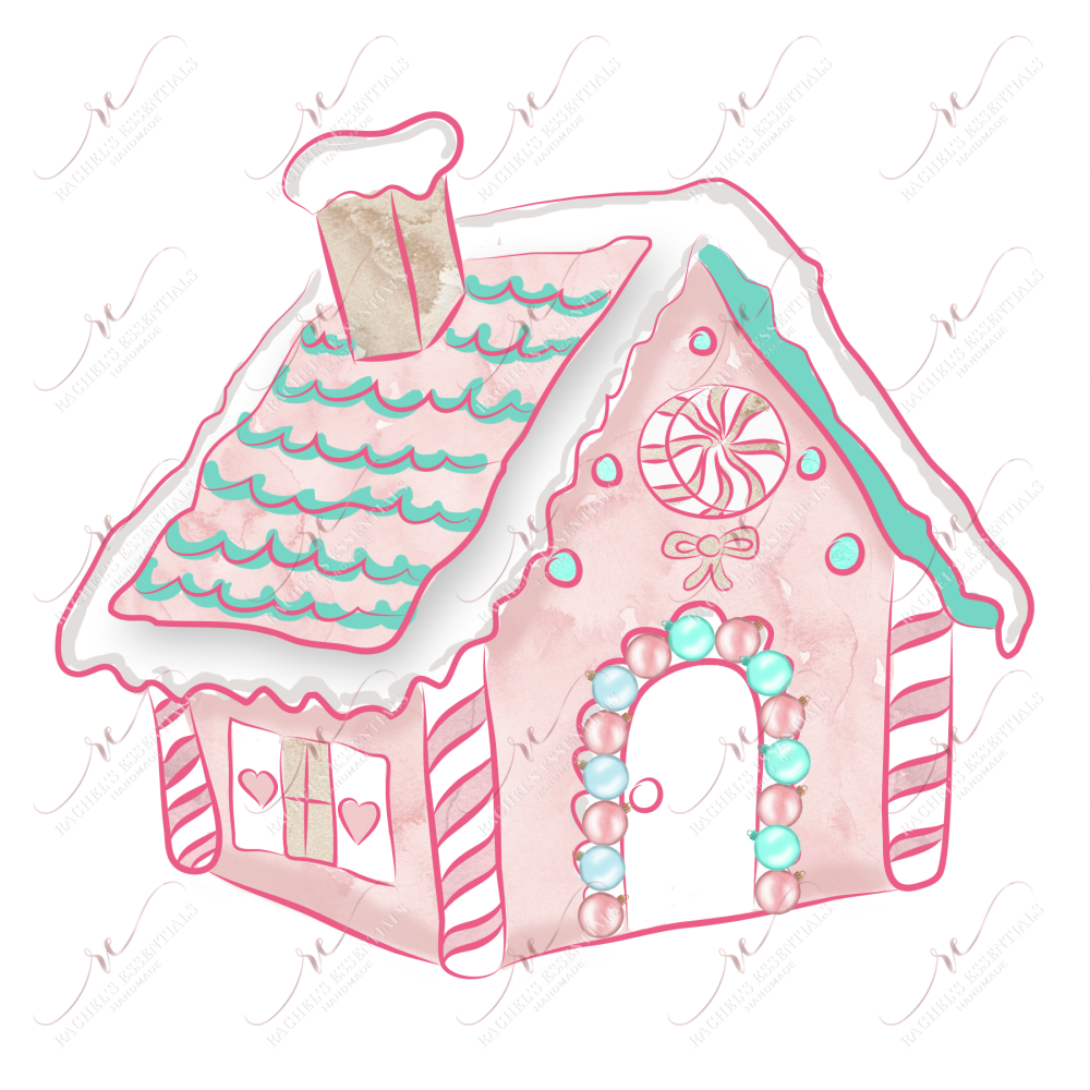 Pastel Gingerbread House - Ready To Press Sublimation Transfer Print Sublimation