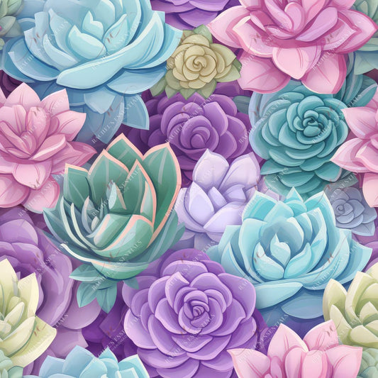 Pastel Succulent 6 - Ready To Press Sublimation Transfer Print Seamless Sublimation