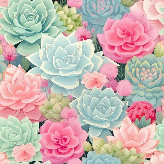 Pastel Succulent 8 - Ready To Press Sublimation Transfer Print Seamless Sublimation