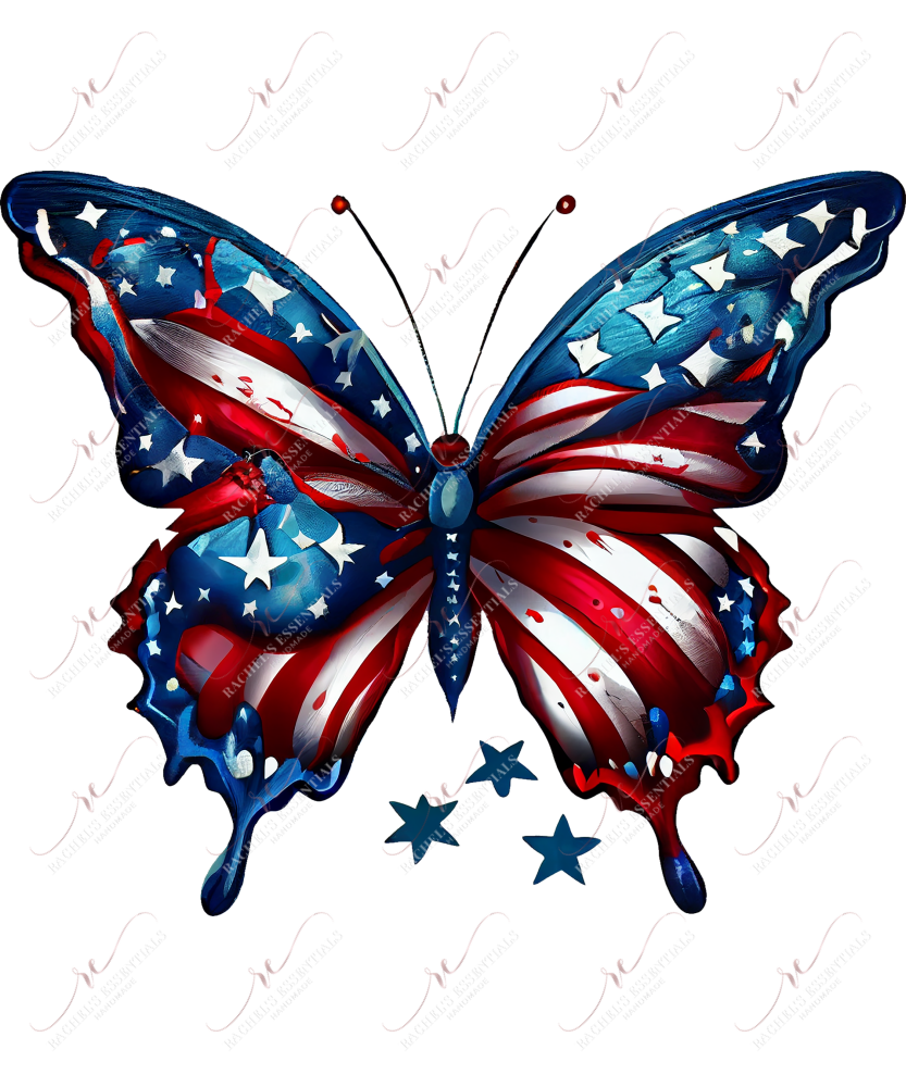 Patriotic Butterfly-Ready To Press Sublimation Transfer Print Sublimation