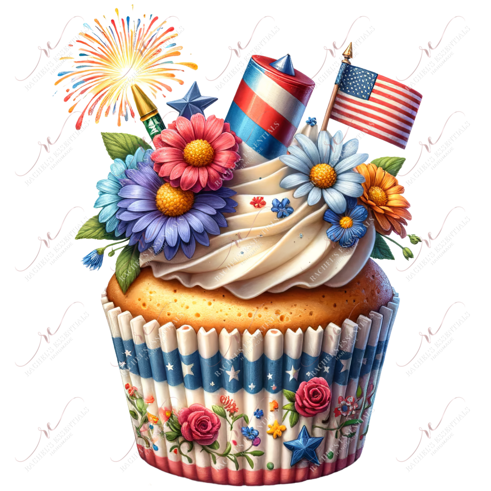 Patriotic Cupcake - Clear Cast Decal (