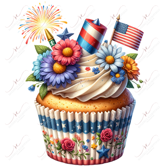 Patriotic Cupcake - Clear Cast Decal (