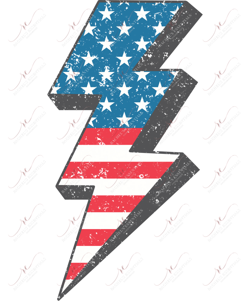 Patriotic Lightning Bolt Retro - Ready To Press Sublimation Transfer Print Sublimation