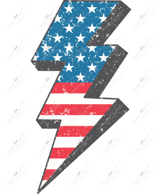 Patriotic Lightning Bolt Retro - Ready To Press Sublimation Transfer Print Sublimation