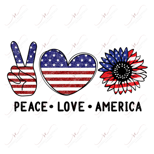 Peace Love America - Ready To Press Sublimation Transfer Print Sublimation