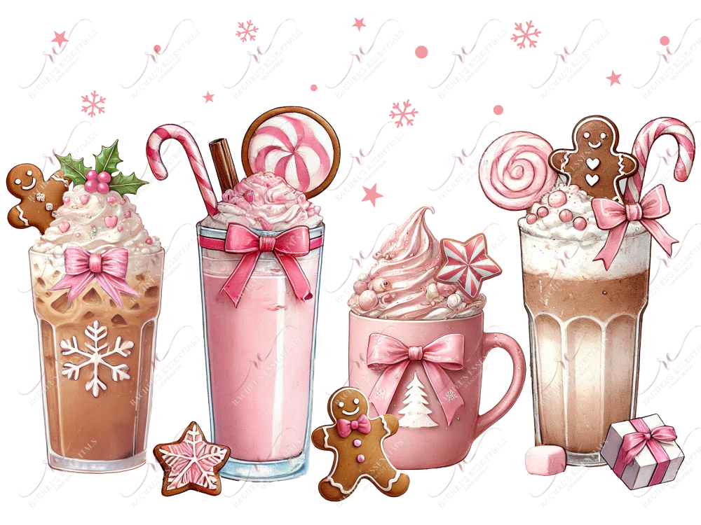 Pink Christmas Coffee - Ready To Press Sublimation Transfer Print Sublimation