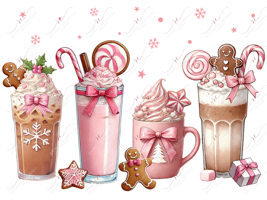 Pink Christmas Coffee - Ready To Press Sublimation Transfer Print Sublimation