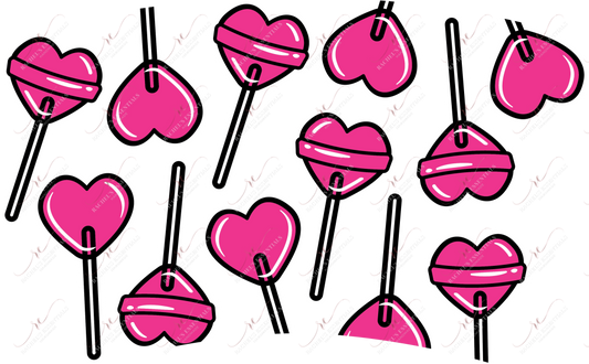 Pink Heart Suckers No Hole - Cold Cup Wrap Cold