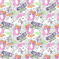 seamless pattern design featuring a pink and orange juice box with a white ghost and black stars on it. The background has black spiderwebs, orange, green & pink bats and stars, and the words spooky juice scattered throughout.