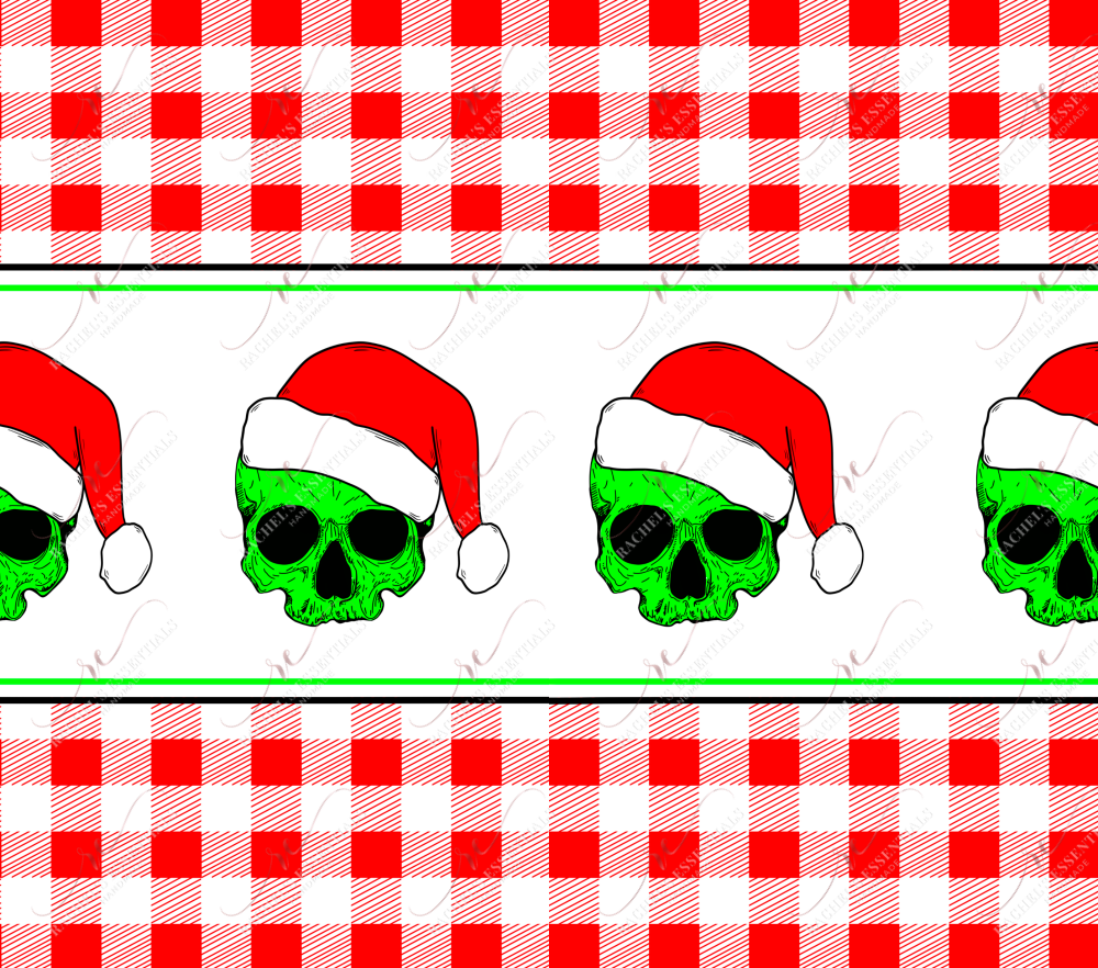 Plaid Christmas Skulls - Ready To Press Sublimation Transfer Print Sublimation