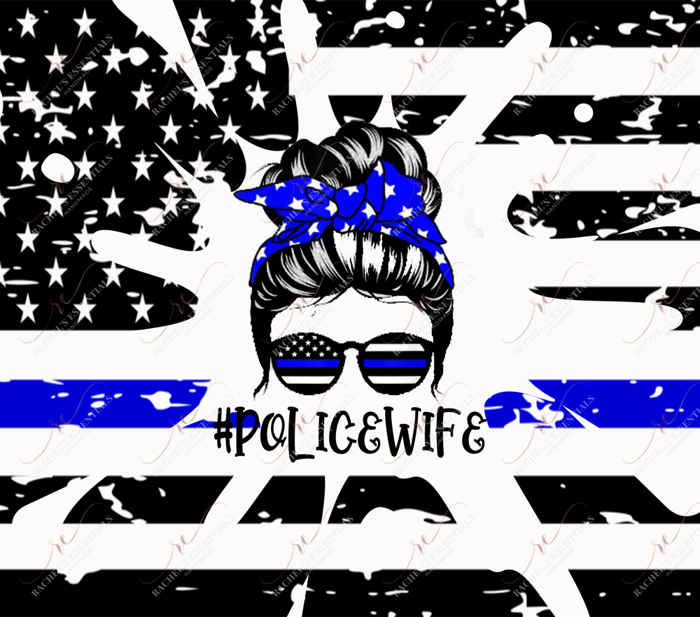 Police Wife Messy Bun Wrap- Ready To Press Sublimation Transfer Print Sublimation