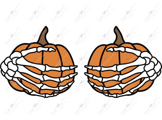 Pumpkin Skeleton Hands - Ready To Press Sublimation Transfer Print Sublimation