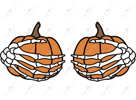 Pumpkin Skeleton Hands - Ready To Press Sublimation Transfer Print Sublimation