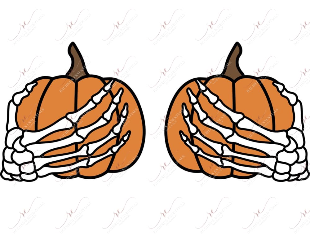 Pumpkin Skeleton Hands - Ready To Press Sublimation Transfer Print Sublimation