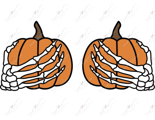 Pumpkin Skeleton Hands - Ready To Press Sublimation Transfer Print Sublimation