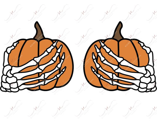 Pumpkin Skeleton Hands - Ready To Press Sublimation Transfer Print Sublimation