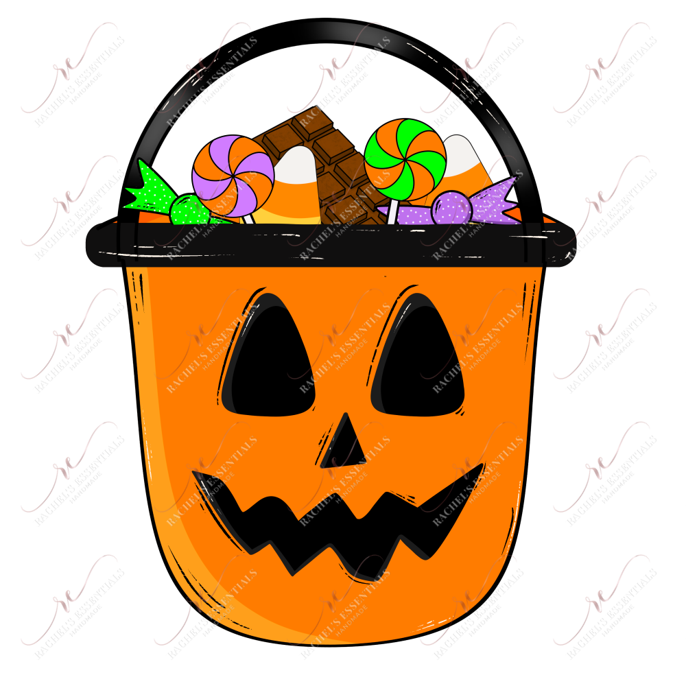 Pumpkin Trick Or Treat Bucket Pocket - Clear Cast Decal