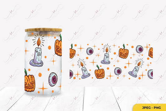 Pumpkins And Candles - 16Oz Vinyl Libbey Wrap