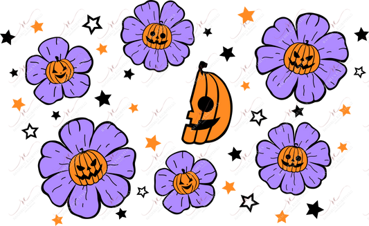 Purple Pumpkin Flowers - Cold Cup Wrap Cold