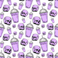 Purple Skull Drink - Ready To Press Sublimation Transfer Print Sublimation