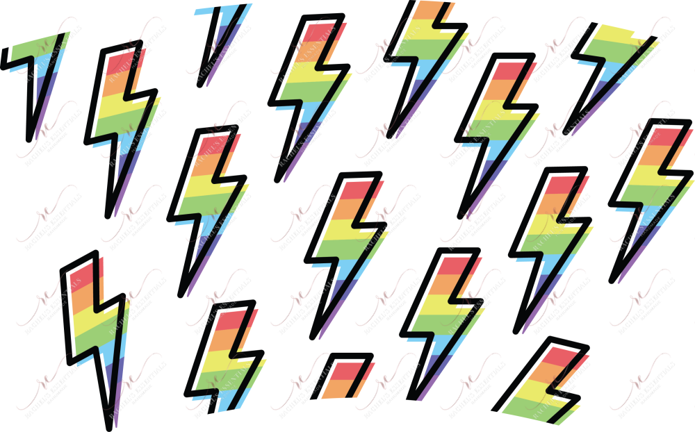 Rainbow Lightning Bolts No Hole - Cold Cup Wrap Cold