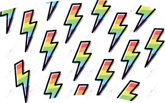 Rainbow Lightning Bolts No Hole - Cold Cup Wrap Cold