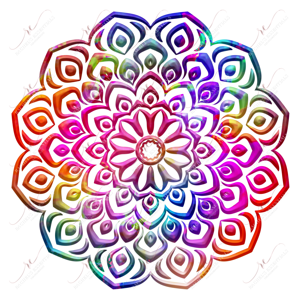 Rainbow Mandala - Ready To Press Sublimation Transfer Print Sublimation