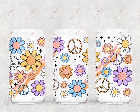 Retro Flowers - Libbey/Beer Can Glass Sublimation