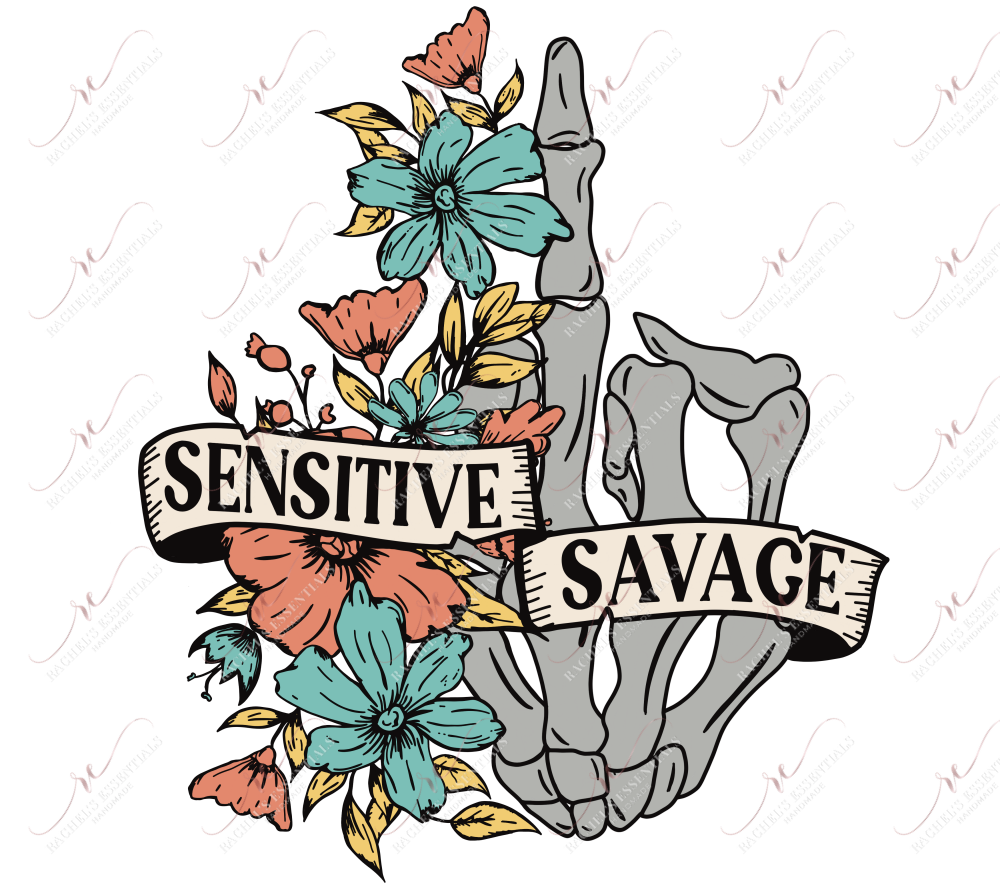 Sensitive Savage Skeleton Hand - Clear Cast Decal