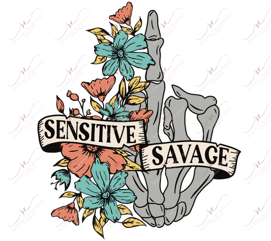 Sensitive Savage Skeleton Hand - Clear Cast Decal