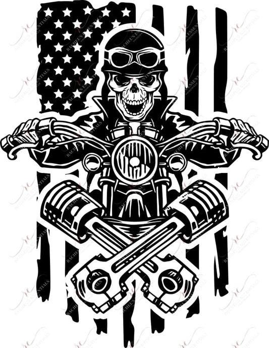 Skeleton Biker - Ready To Press Sublimation Transfer Print Sublimation