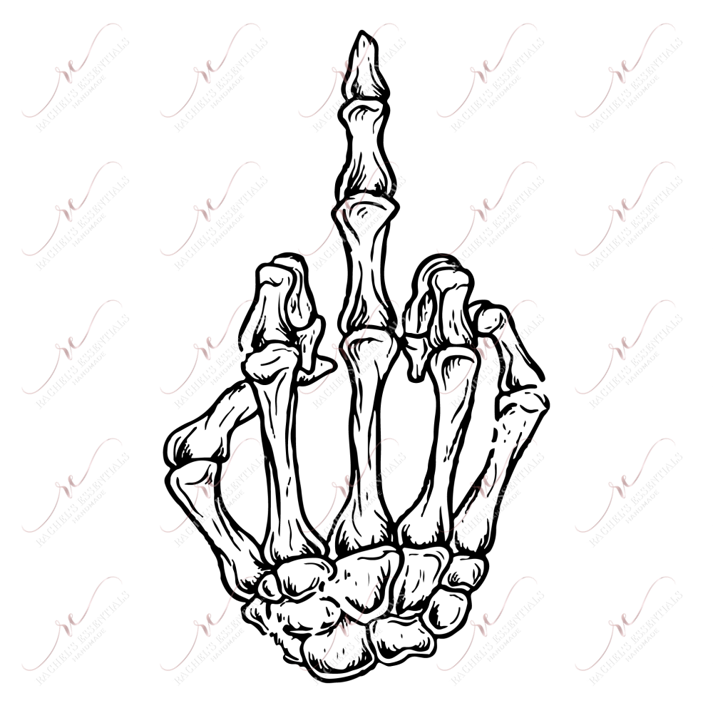 Skeleton Hand Middle Finger - Ready To Press Sublimation Transfer Print Sublimation