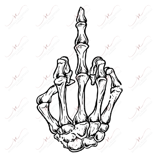 Skeleton Hand Middle Finger - Ready To Press Sublimation Transfer Print Sublimation
