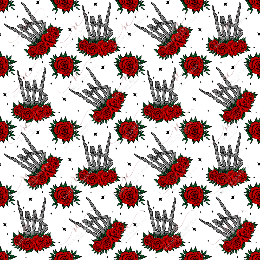 Skeleton Peace And Roses - Ready To Press Sublimation Transfer Print Sublimation