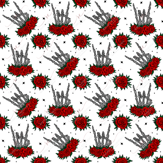 Skeleton Peace And Roses - Ready To Press Sublimation Transfer Print Sublimation