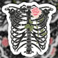 Skeleton Rib Cage And Rose - Sticker