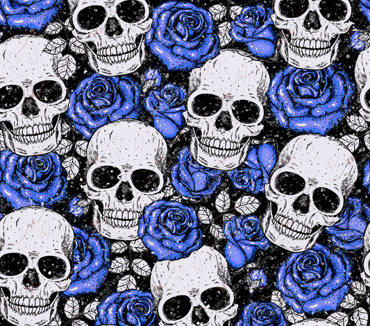 Skull And Flowers Blue - Vinyl Wrap