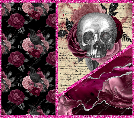 Skull And Flowers - Ready To Press Sublimation Transfer Print Sublimation