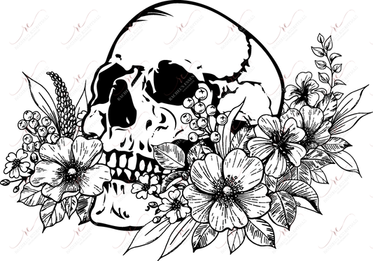 Skull And Flowers - Ready To Press Sublimation Transfer Print Sublimation