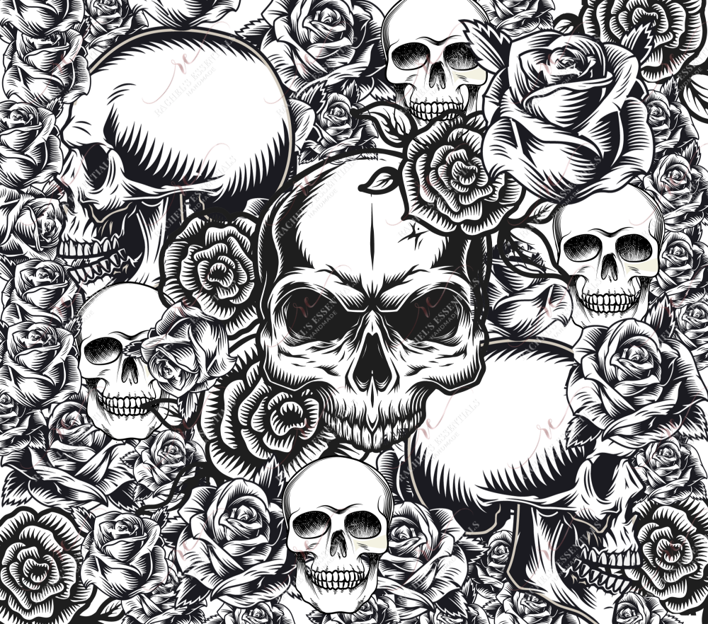 Skull And Flowers - Ready To Press Sublimation Transfer Print Sublimation