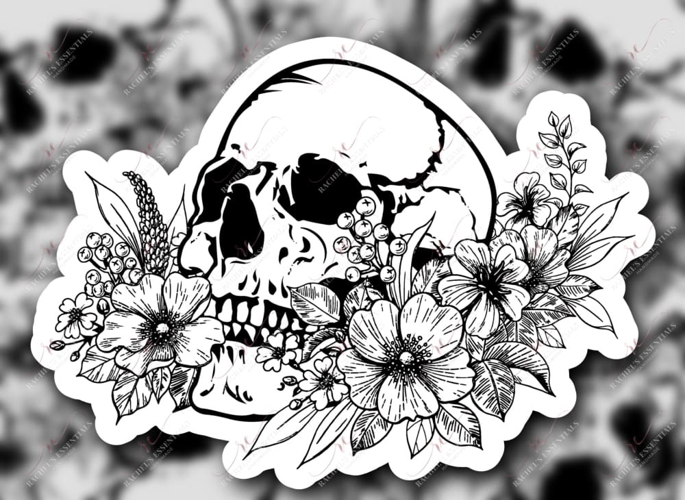 Skull And Flowers - Sticker